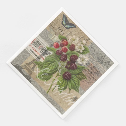 Blackberries Bloementuin Bloemvlinder Kunst Servet (Hoek)