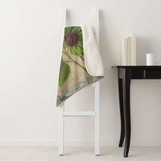 Blackberries Bloementuin Bloemvlinder Kunst Sherpa Deken (In situ)