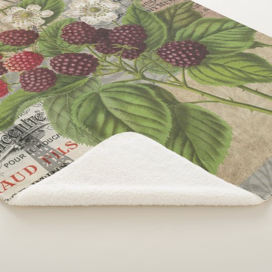 Blackberries Bloementuin Bloemvlinder Kunst Sherpa Deken (3/4)