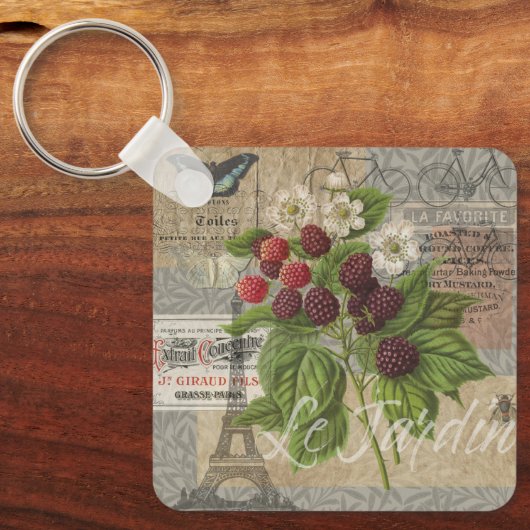 Blackberries Bloementuin Bloemvlinder Kunst Sleutelhanger (Voorkant)