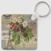 Blackberries Bloementuin Bloemvlinder Kunst Sleutelhanger (Achterkant)