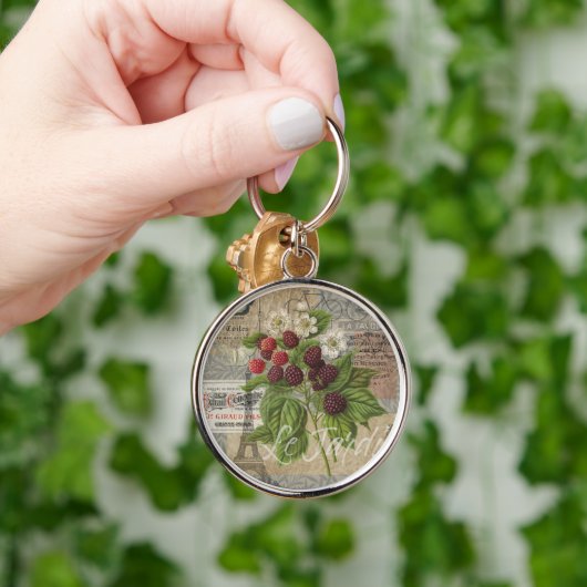 Blackberries Bloementuin Bloemvlinder Kunst Sleutelhanger (Hand)