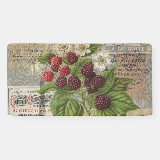 Blackberries Bloementuin Bloemvlinder Kunst Spandoek (Horizontaal)