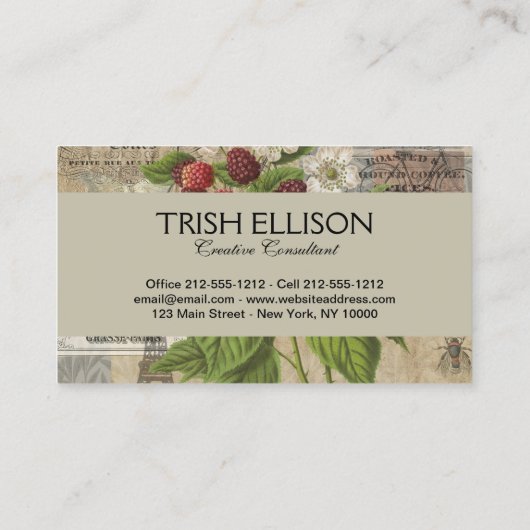 Blackberries Bloementuin Bloemvlinder Kunst Visitekaartje (Achterkant)