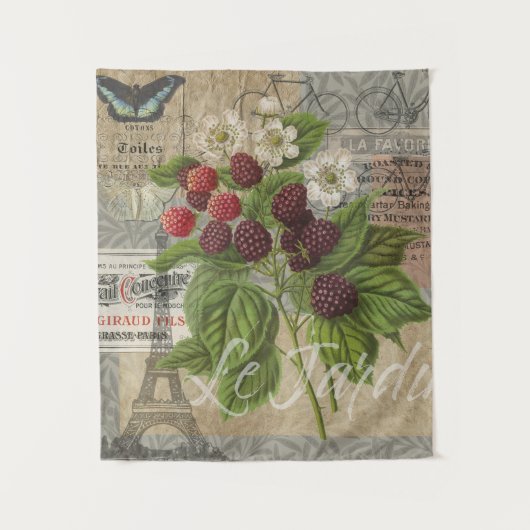 Blackberries Bloementuin Bloemvlinder Kunst Wandkleed (Voorkant)