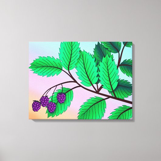 Blackberries on a Branch Canvas Afdruk (Voorkant)