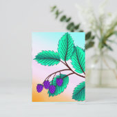 Blackberries op een tak briefkaart (Staand voorkant)