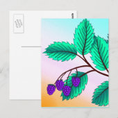 Blackberries op een tak briefkaart (Voorkant / Achterkant)
