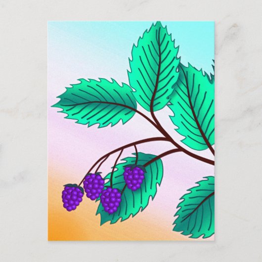 Blackberries op een tak briefkaart (Voorkant)