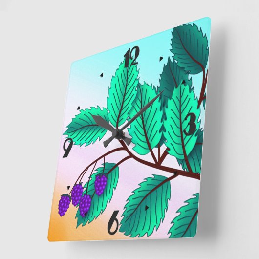 Blackberries op een tak vierkante klok (Hoek)