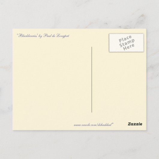 "Blackberries" van Paul de Longpré Briefkaart (Achterkant)