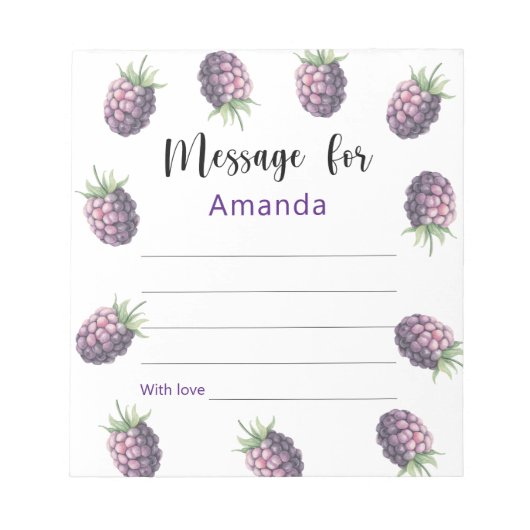 Blackberries verjaardag tijd capsule bericht notitieblok (Voorkant)