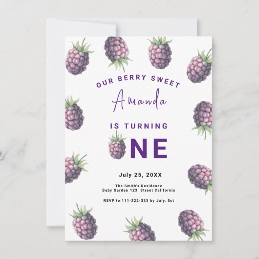 Blackberry 1e verjaardagsfeestje | Eerste bessen Kaart (Voorkant)