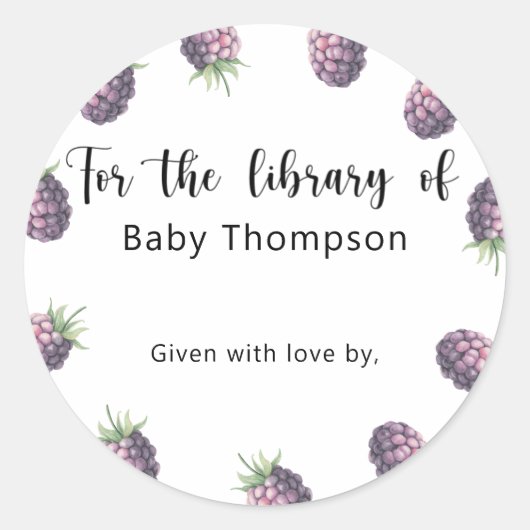 Blackberry - Baby showers boekenplank, boeken voor Ronde Sticker (Voorkant)