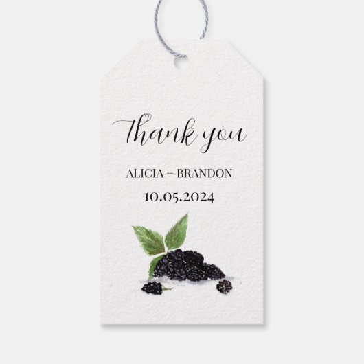 Blackberry bessen fruit Elegante moderne bruiloft Cadeaulabel (Achterkant)