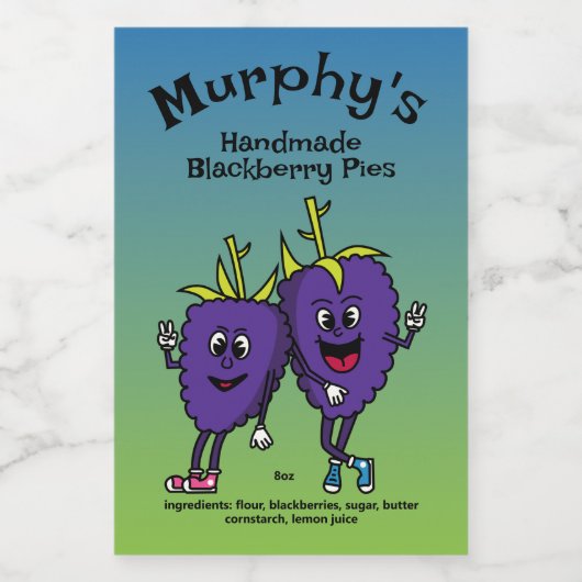 Blackberry Boysenberry Pals Cartoon Pie en meer Voedselcontainer Etiket (Enkel label)