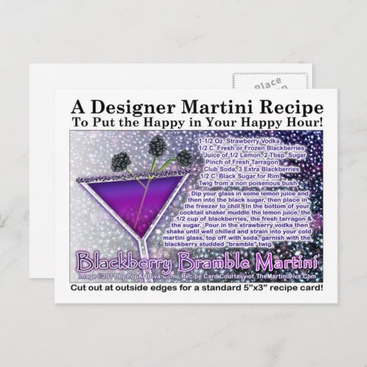BlackBerry Bramble Martini Recept Briefkaart (Voorkant / Achterkant)