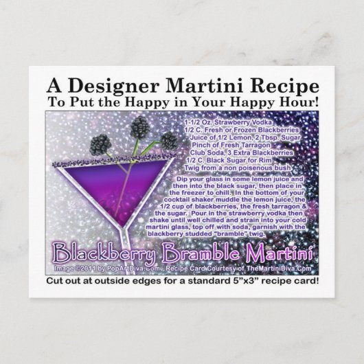 BlackBerry Bramble Martini Recept Briefkaart (Voorkant)