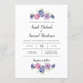 BlackBerry bruiloft | Waterverf bessen Kaart