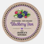 BlackBerry Canning Jar Kraft Papier Stijllabel Ronde Sticker (Voorkant)