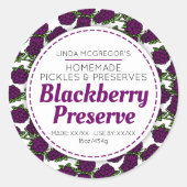 BlackBerry conserven rode ronde jam jar food label (Voorkant)