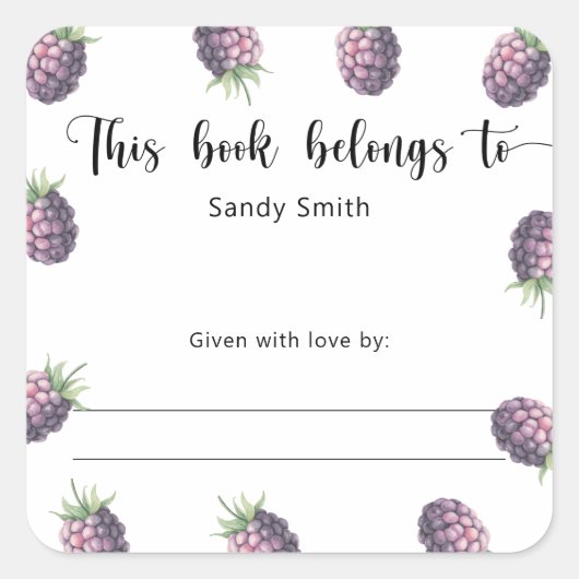 Blackberry - Dit boek is van Vierkante Sticker (Voorkant)