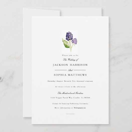 BlackBerry Duo | Waterverf bruiloft uitnodigen Kaart (Voorkant)