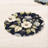 Blackberry en bloemen kartonnen onderzetters (Gekanteld)