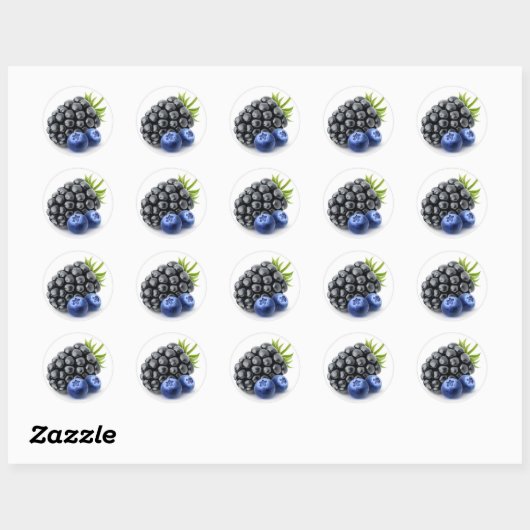Blackberry en bosbessen ronde sticker (Vel)
