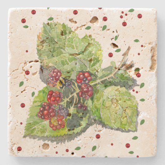 BlackBerry groen en rood Stenen Onderzetter (Voorkant)