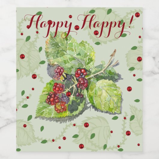 BlackBerry groen en rood Wijn Etiket (Enkel label)