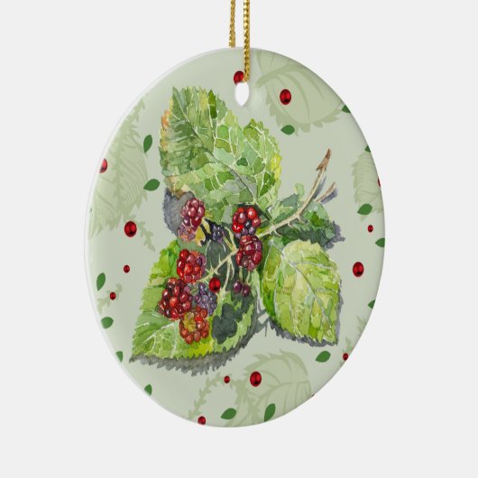 BlackBerry groene en rode Waterverf Keramisch Ornament (Rechts)