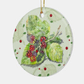 BlackBerry groene en rode Waterverf Keramisch Ornament (Links)