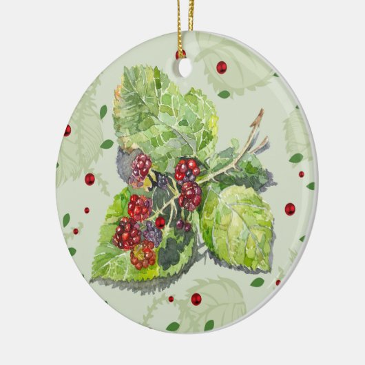 BlackBerry groene en rode Waterverf Keramisch Ornament (Links)