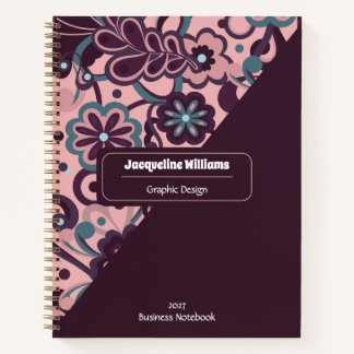 Blackberry Groovy Psychedelic 60s 70s Floral  Notitieboek