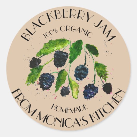 Blackberry Jam Blackberries Waterverf bessen Ronde Sticker (Voorkant)