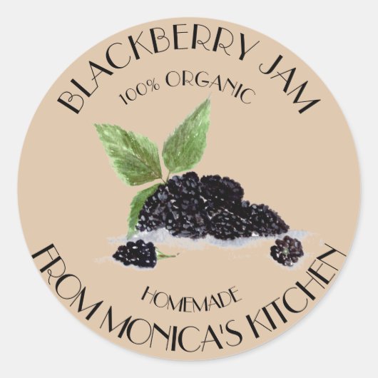 Blackberry Jam Blackberries Waterverf bessen Ronde Sticker (Voorkant)