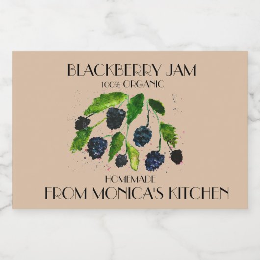 Blackberry Jam Blackberries Waterverf bessen Voedselcontainer Etiket (Enkel label)