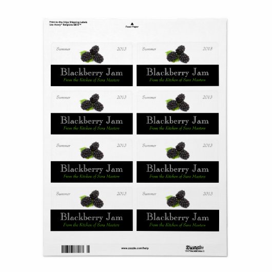 BlackBerry Jam Canning Labels (Full Sheet)