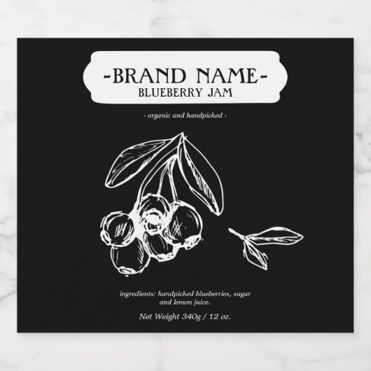 Blackberry Jam Jar Label Packaging Design Sparkling Wijnetiket (Enkel label)