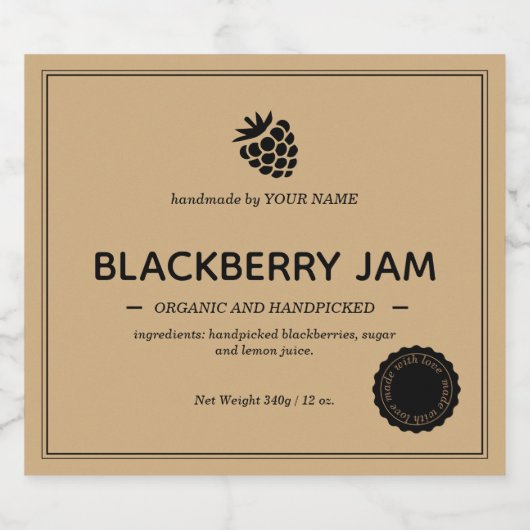 Blackberry Jam Jar Label Packaging Design Sparkling Wijnetiket (Enkel label)
