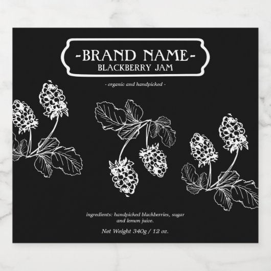 Blackberry Jam Jar Label Packaging Design Sparkling Wijnetiket (Enkel label)