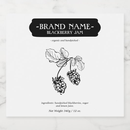 Blackberry Jam Jar Label Packaging Design Sparkling Wijnetiket (Enkel label)