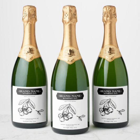 Blackberry Jam Jar Label Packaging Design Sparkling Wijnetiket (Flessen)