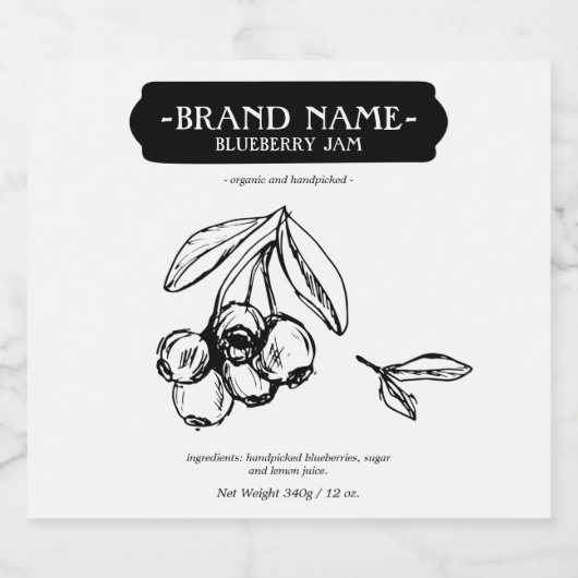 Blackberry Jam Jar Label Packaging Design Sparkling Wijnetiket (Enkel label)