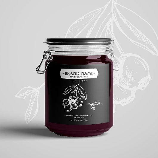 Blackberry Jam Jar Label Packaging Design Sparkling Wijnetiket