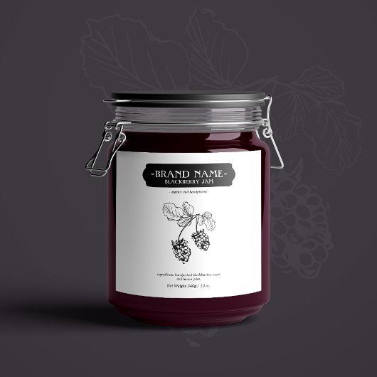 Blackberry Jam Jar Label Packaging Design Sparkling Wijnetiket