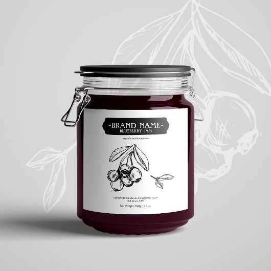 Blackberry Jam Jar Label Packaging Design Sparkling Wijnetiket