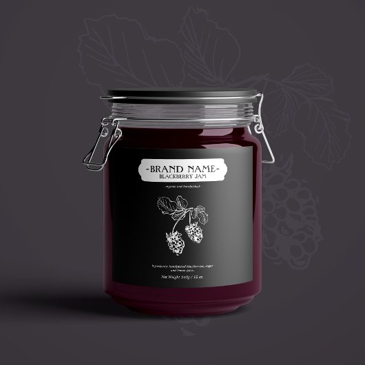 Blackberry Jam Jar Label Packaging Design Sparkling Wijnetiket