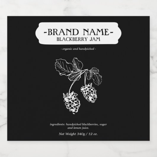 Blackberry Jam Jar Label Packaging Design Sparkling Wijnetiket (Enkel label)